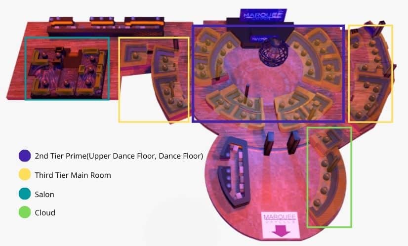 Marquee Nightclub Map