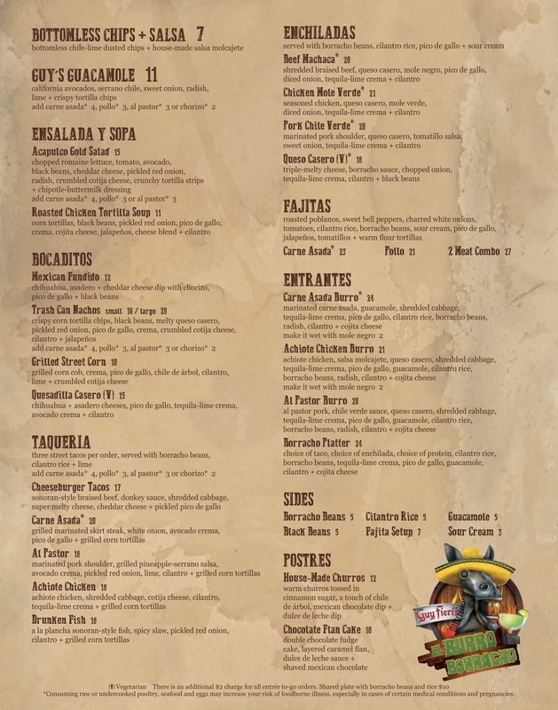 Guy Fieri’s El Burro Borracho Menu a