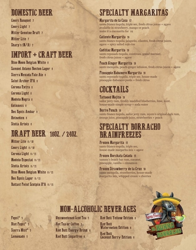 Guy Fieri’s El Burro Borracho Menu b