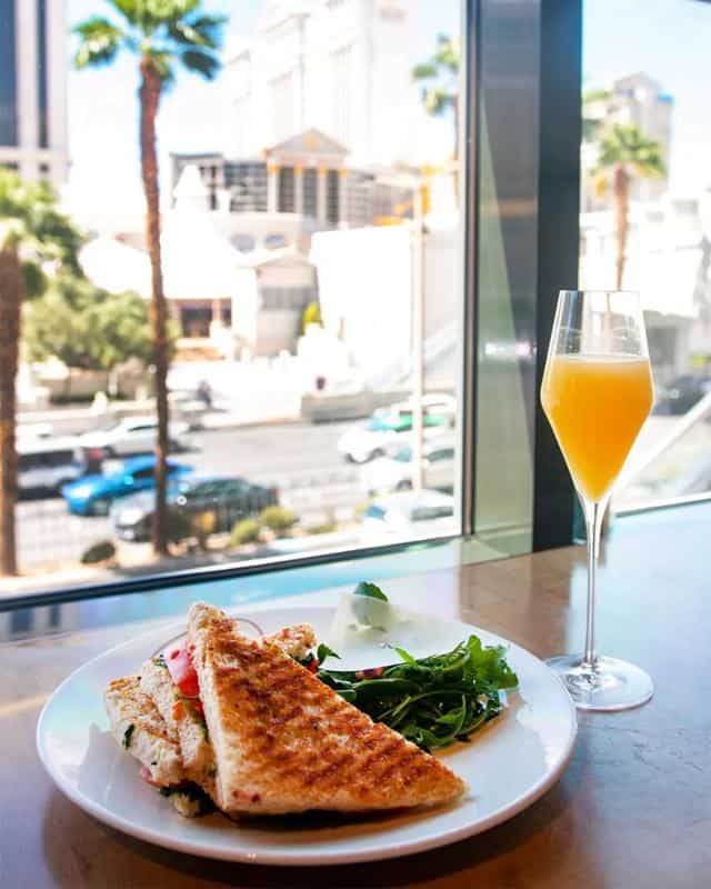 Giada Restaurant Lemon Pesto Grilled Cheese and Mimosa